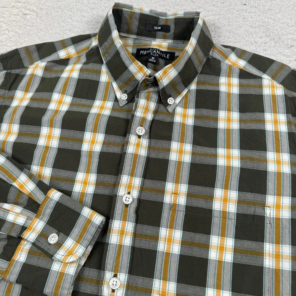 J.CREW Mercantile Flex‎ Shirt Men Medium Slim Fit Long Sleeve Plaid Button Down